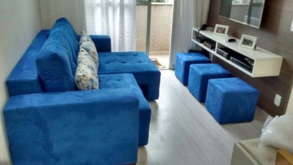 Sala SOFÁ AZUL veja os modelos e como decorar o ambiente